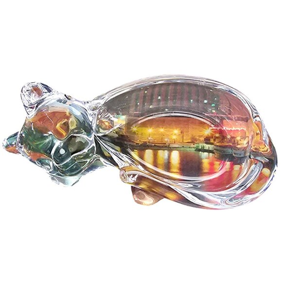 Clear Glass Cat-Shaped Trinket Dish Or Decorative Bowl, Elegant Design For Home - Picture 2 of 6